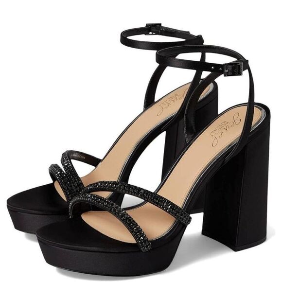 Jewel Badgley Mischka Rochel Platform Block Heel with Gemstone Embellished Strap - Picture 4 of 5